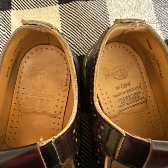 Vintage 90s Dr. Martens Burgundy T-Bar Shoes - Made in England - Picture 5 of 6